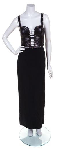 A Versace for Genny Oro Leather Bondage Convertible Dress, Size 6.