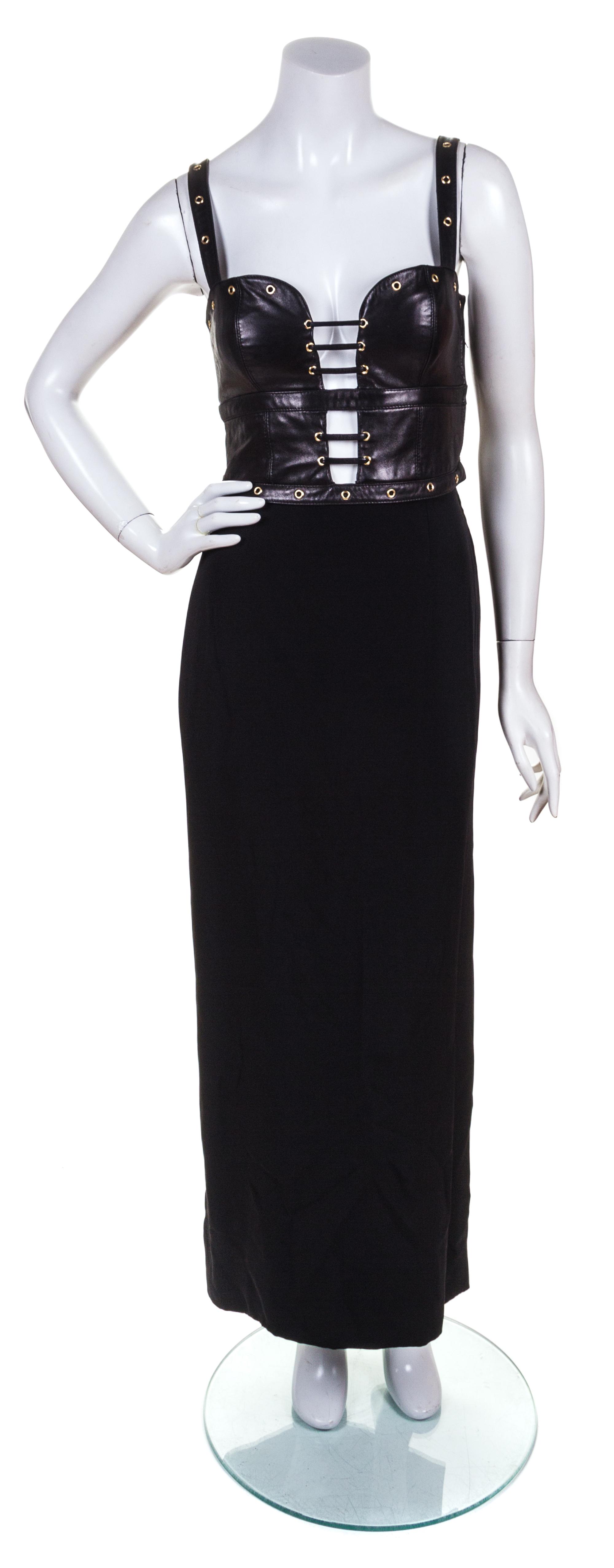 A Versace for Genny Oro Leather Bondage Convertible Dress, Size 6.