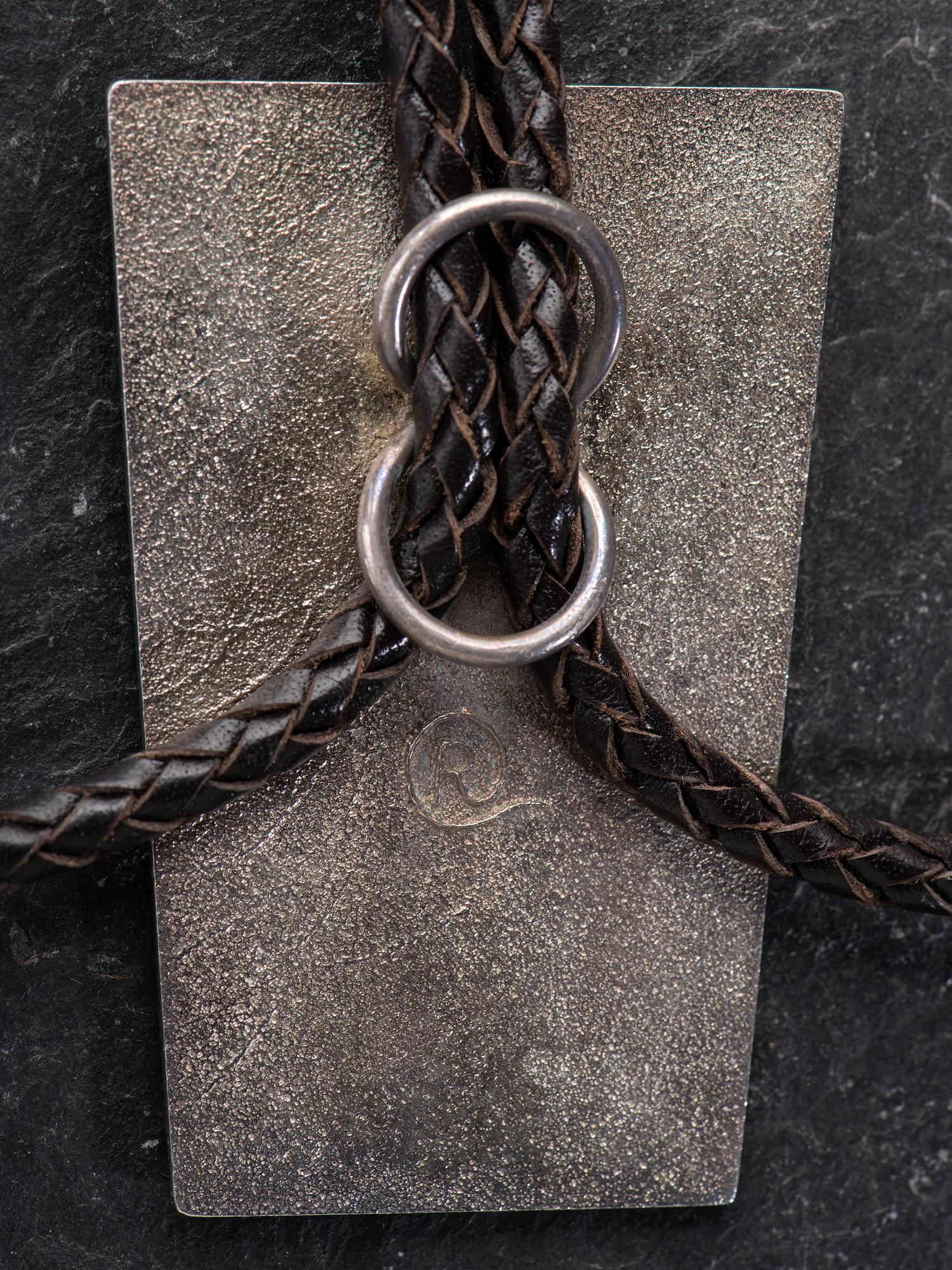 Matching Sterling Silver Tufa Cast Belt Buckle and Bolo Tie