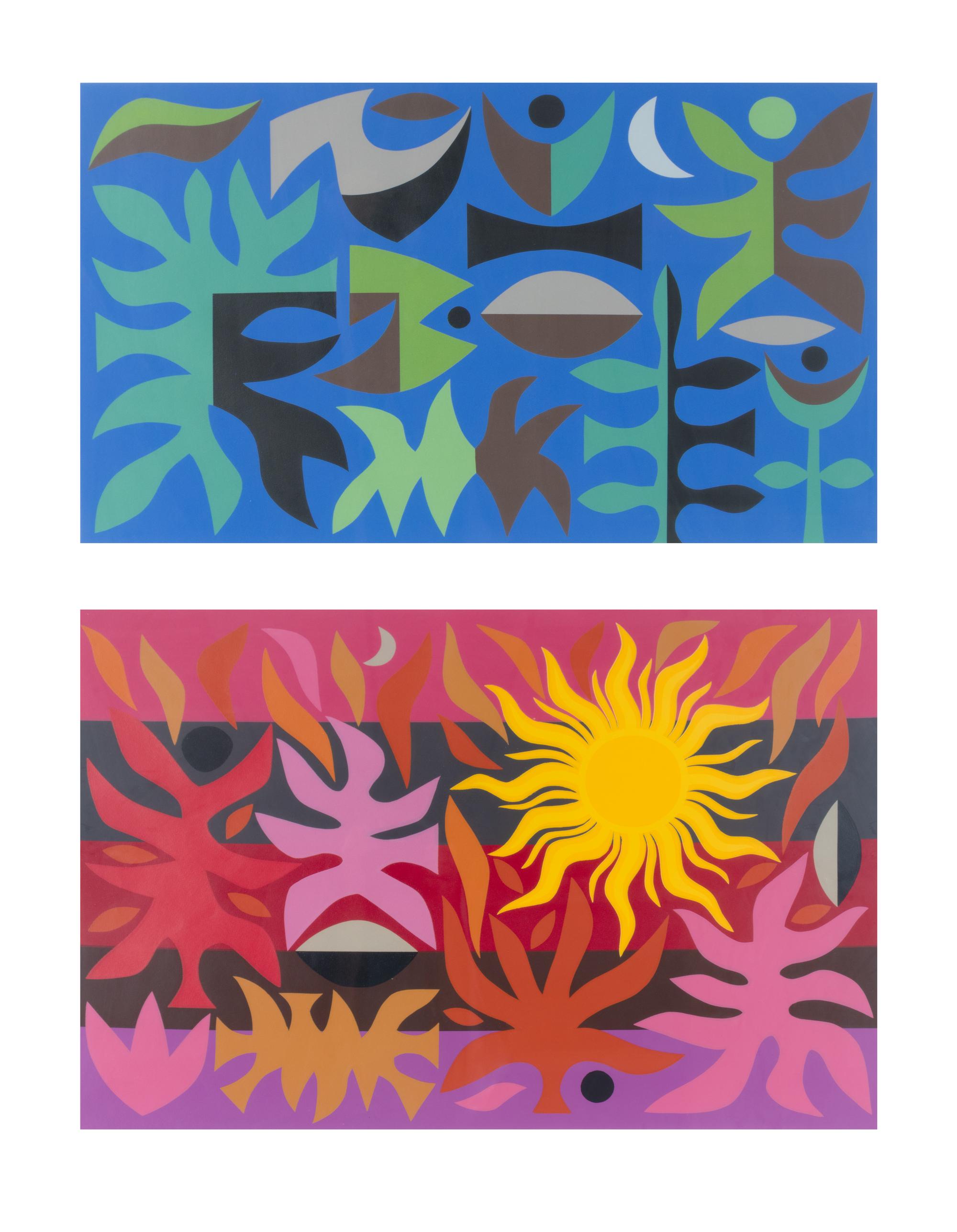 Curtain of the Sun, Sydney Opera House, 1969 and Curtain of the Moon, Sydney Opera House, 1974 (a pair of prints)