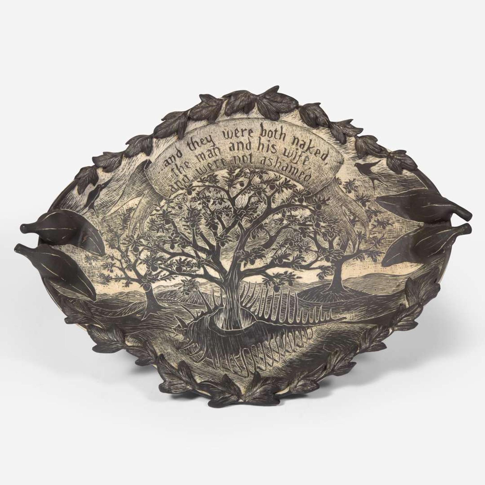 David Regan (American, b. 1964) "Adam & Eve" Sgraffito Decorated Tureen, USA, 1992