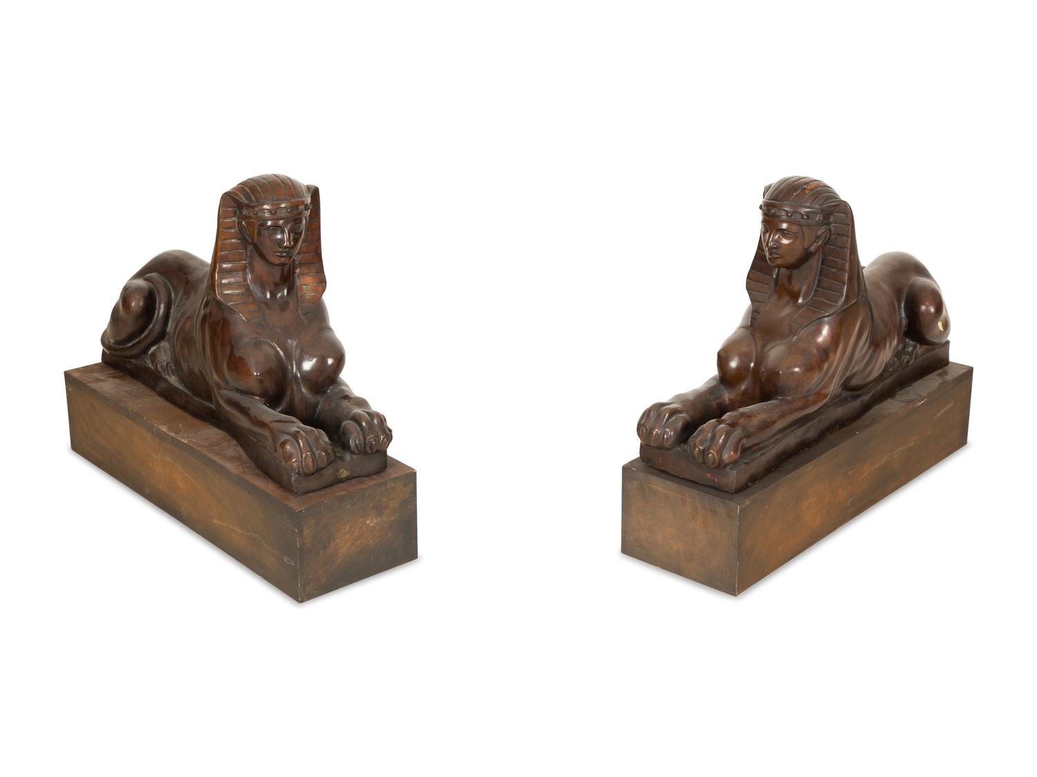A Pair of Italian Bronze Sphinxes — 19th/20th Century