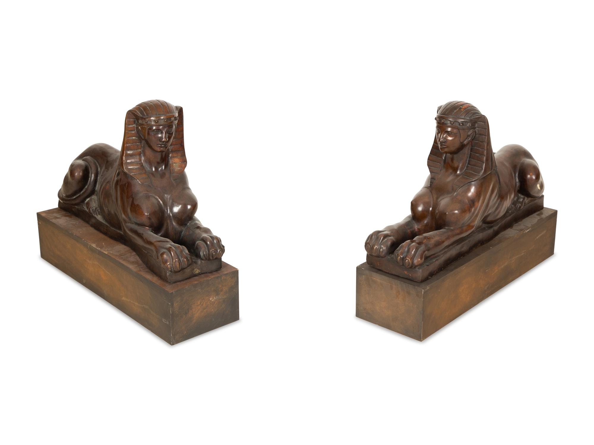 A Pair of Italian Bronze Sphinxes — 19th/20th Century