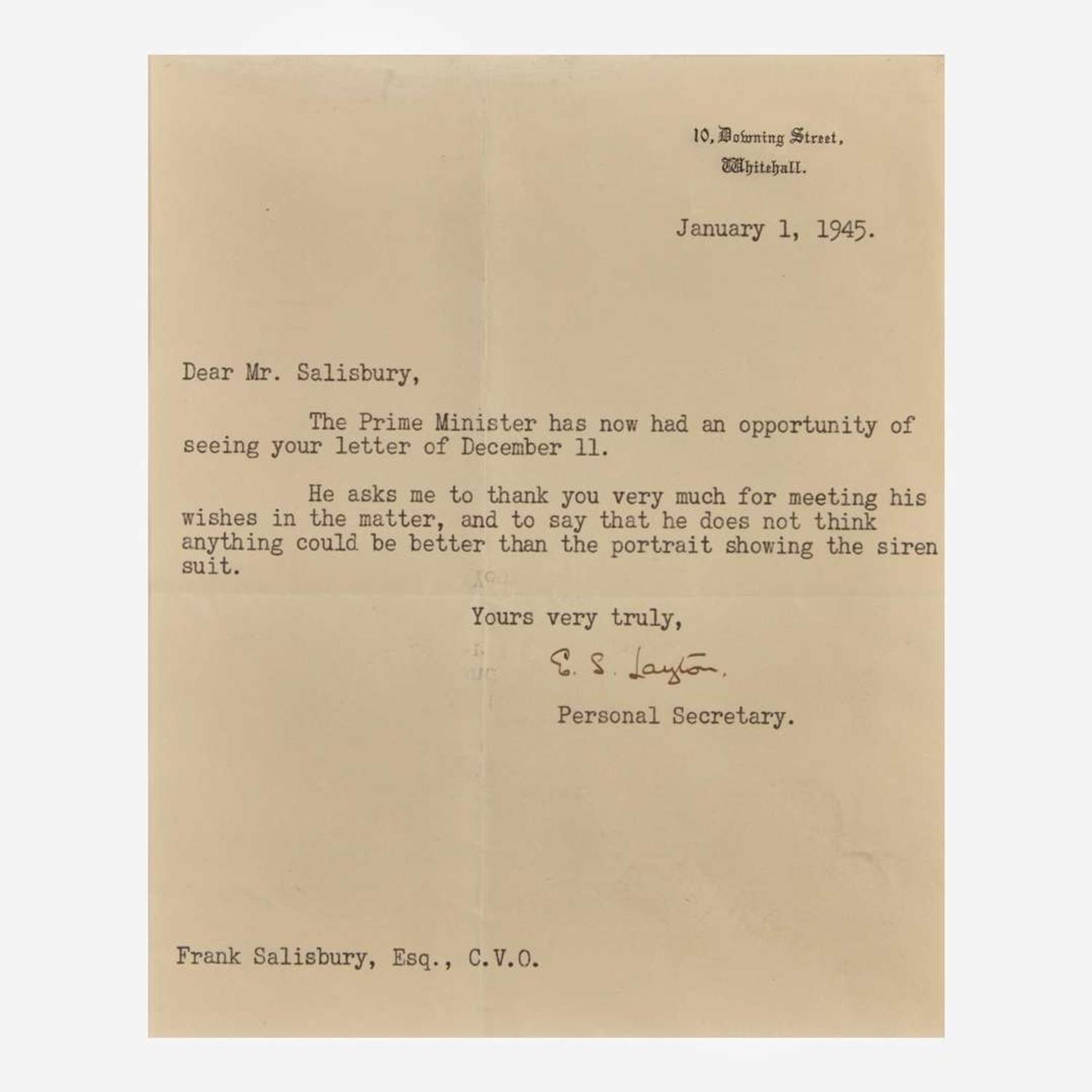 [Churchill, Winston] Churchill, Clementine Two Typed Letters, signed