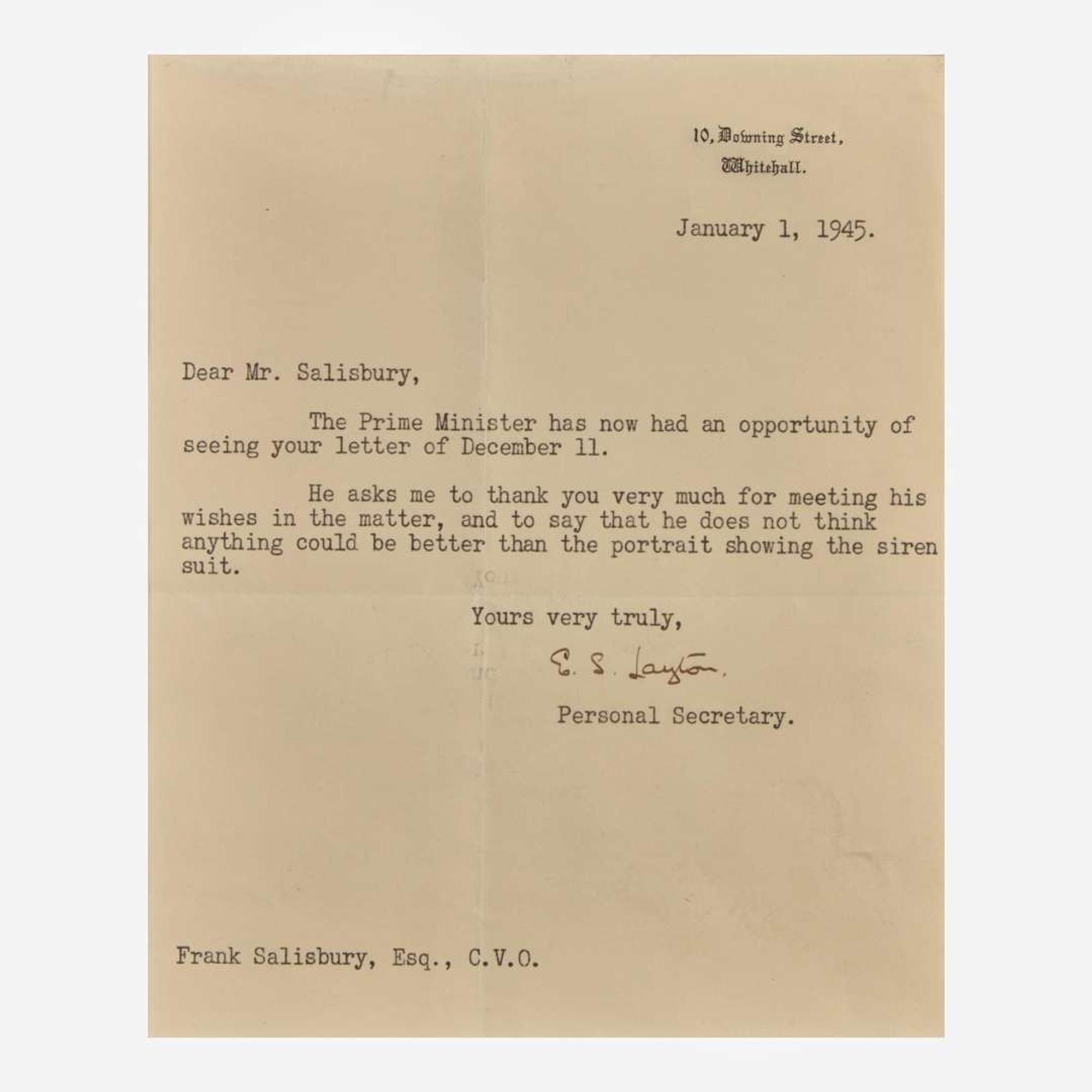 [Churchill, Winston] Churchill, Clementine Two Typed Letters, signed