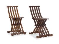 A Near Pair of Syrian Mother-of-Pearl Inlaid Chairs