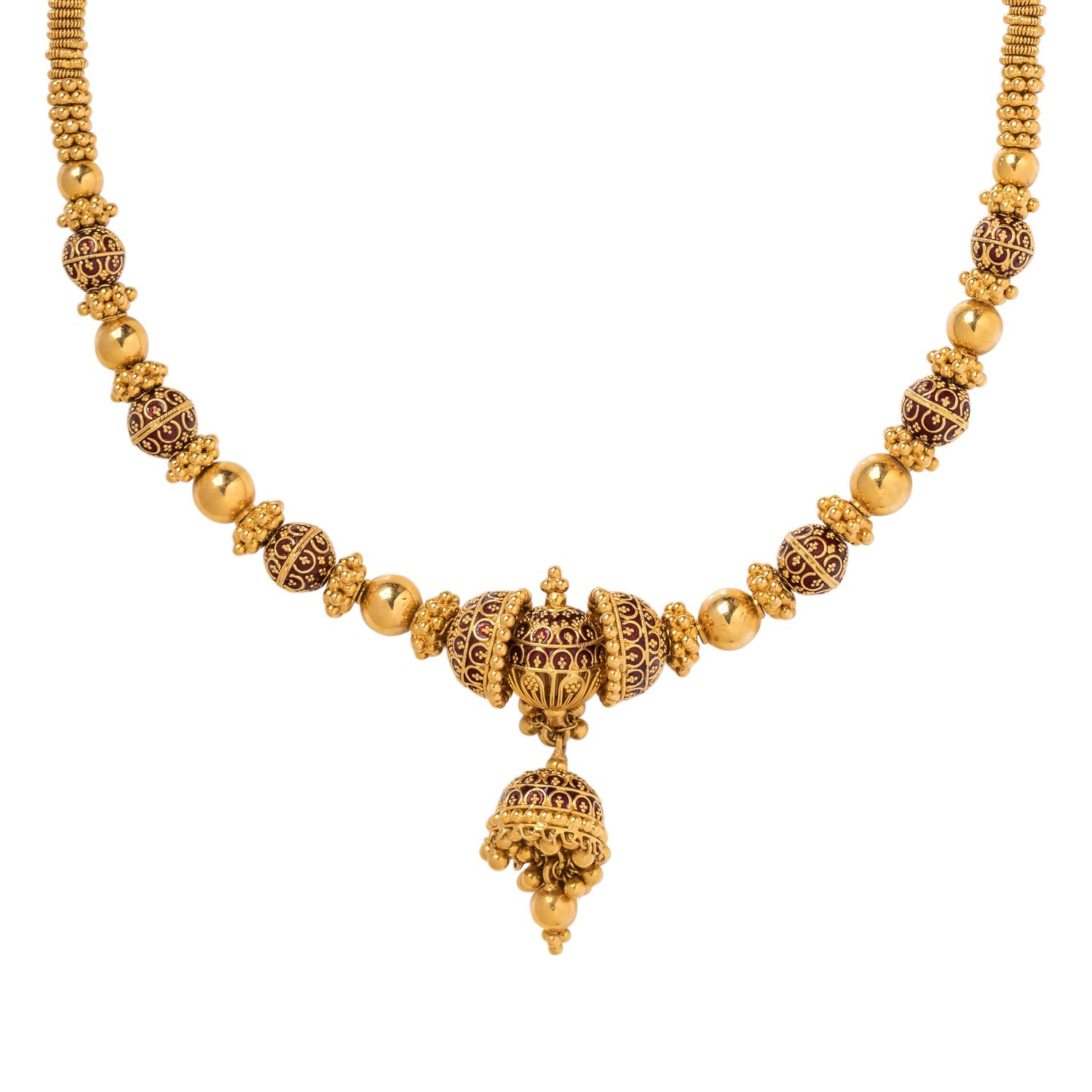 HIGH KARAT GOLD AND ENAMEL NECKLACE