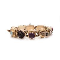 YELLOW GOLD AND MULTIGEM SLIDE CHARM BRACELET
