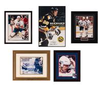 A Group of Hockey Hall of Fame Signed Autographs Featuring Wayne Gretzky and Mario Lemieux