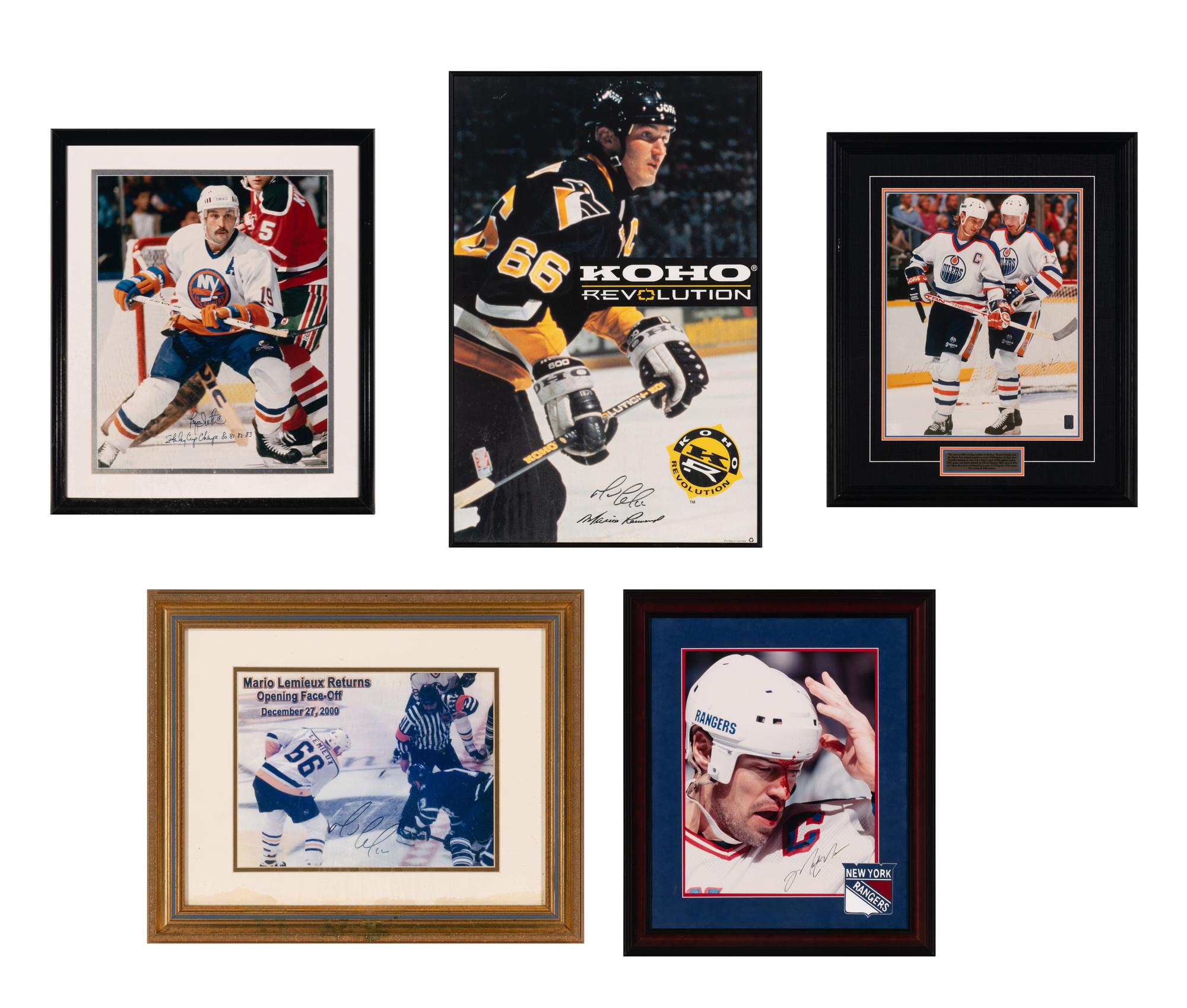 A Group of Hockey Hall of Fame Signed Autographs Featuring Wayne Gretzky and Mario Lemieux