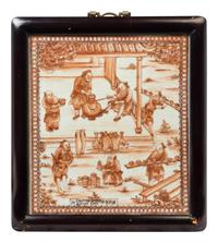 A Set of Chinese Export Porcelain Plaques Portraying Porcelain Production