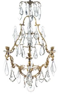 A Louis XV Style Gilt Bronze Six-Light Chandelier Height 48 x diameter 30 inches. — 19TH CENTURY