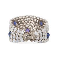 TANZANITE, MOONSTONE, AND DIAMOND BRACELET