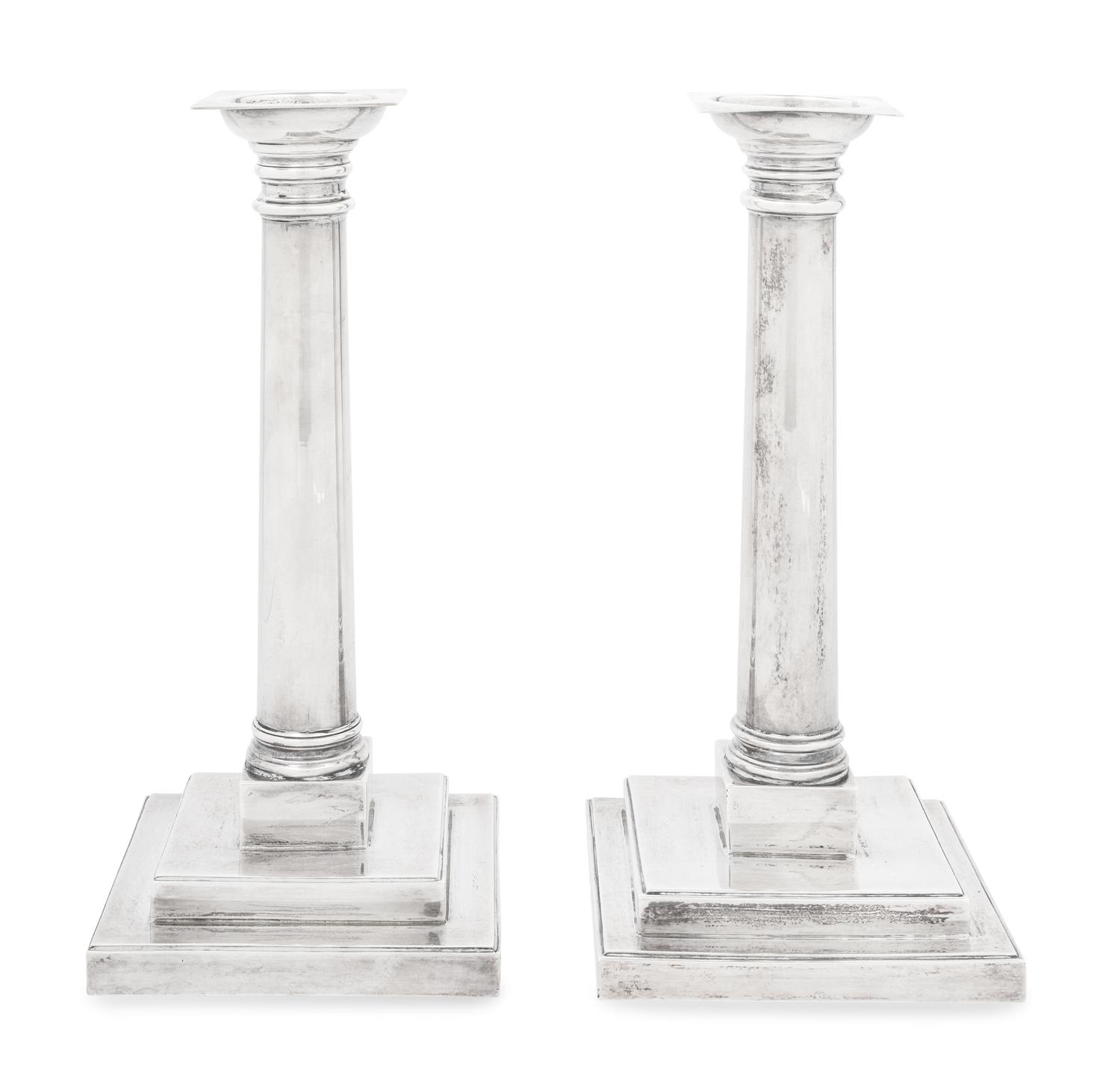 A Pair of Tiffany and Co. Silver Candlesticks