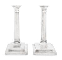 A Pair of Tiffany and Co. Silver Candlesticks