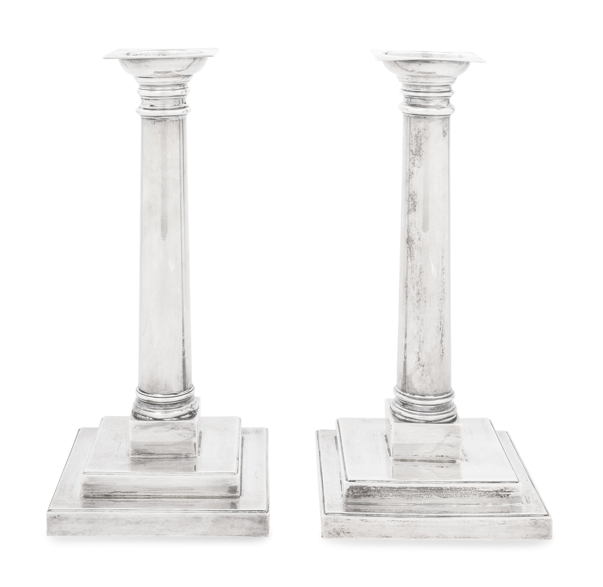 A Pair of Tiffany and Co. Silver Candlesticks