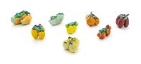 Eight Enameled Porcelain Models of Fruits and Vegetables Length of largest 3 inches. — 20TH CENTURY