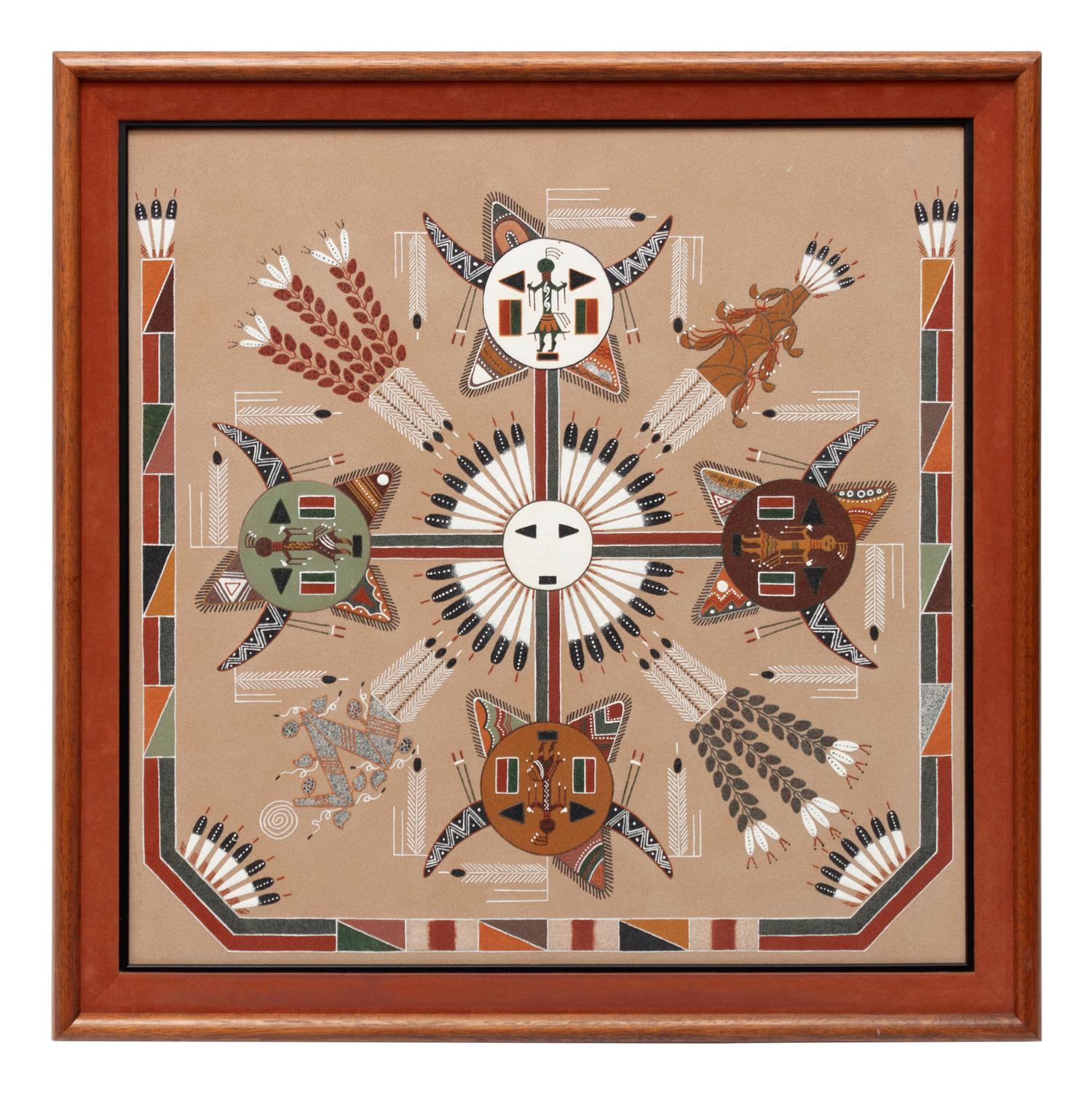 Two Navajo Sandpaintings: Yei Bi Chei with Corn and Four Houses of the Sun , 1979
