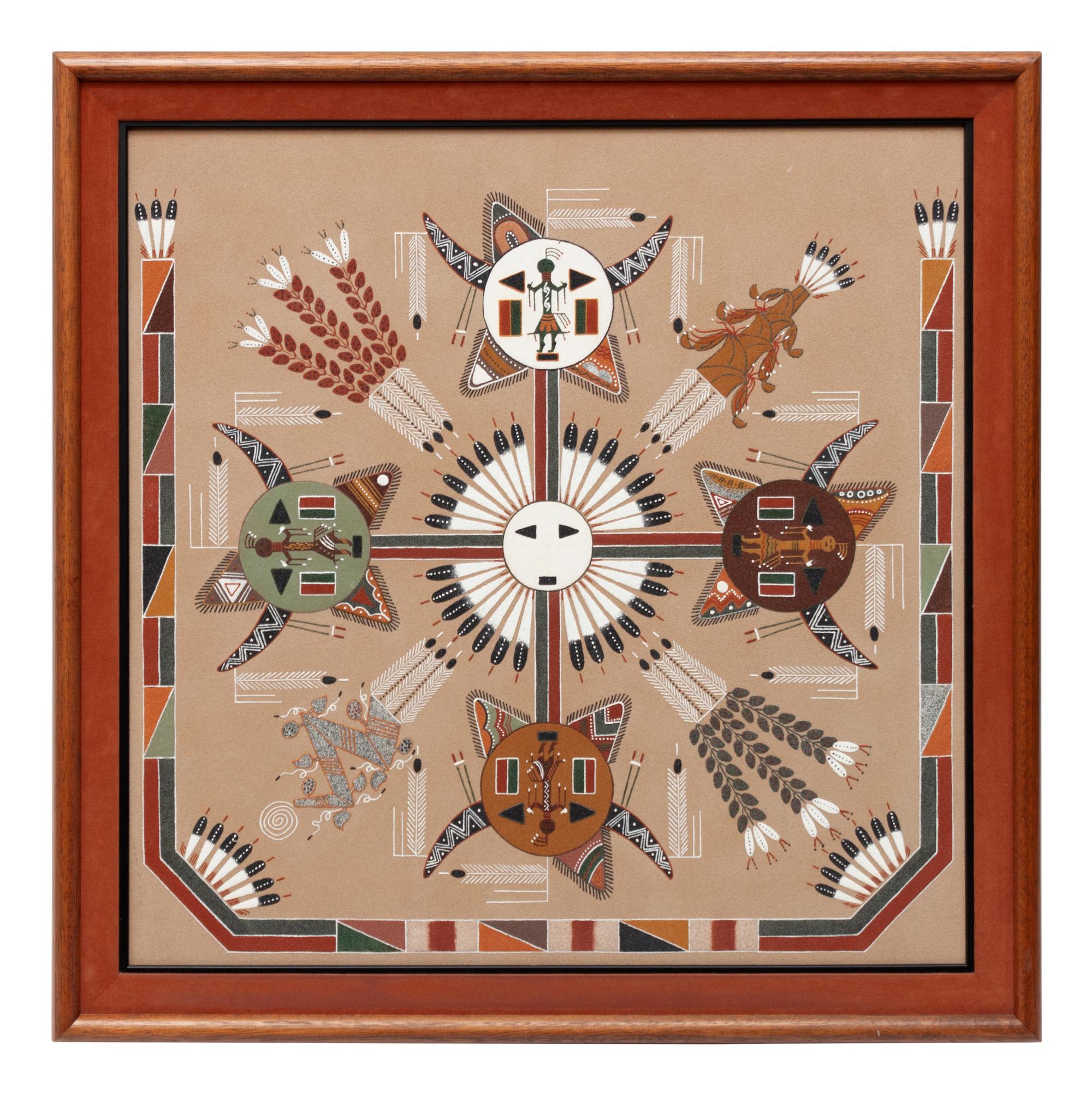 Two Navajo Sandpaintings: Yei Bi Chei with Corn and Four Houses of the Sun , 1979