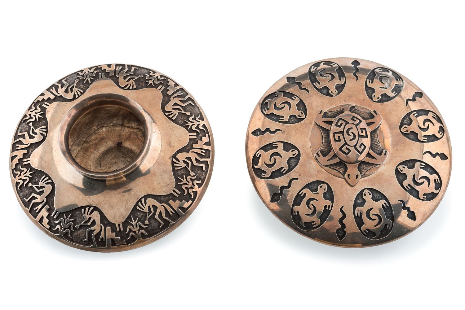 Pair of Silver Overlay Jars