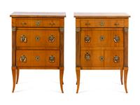 A Pair of Continental Bronze Mounted Birch Side Tables