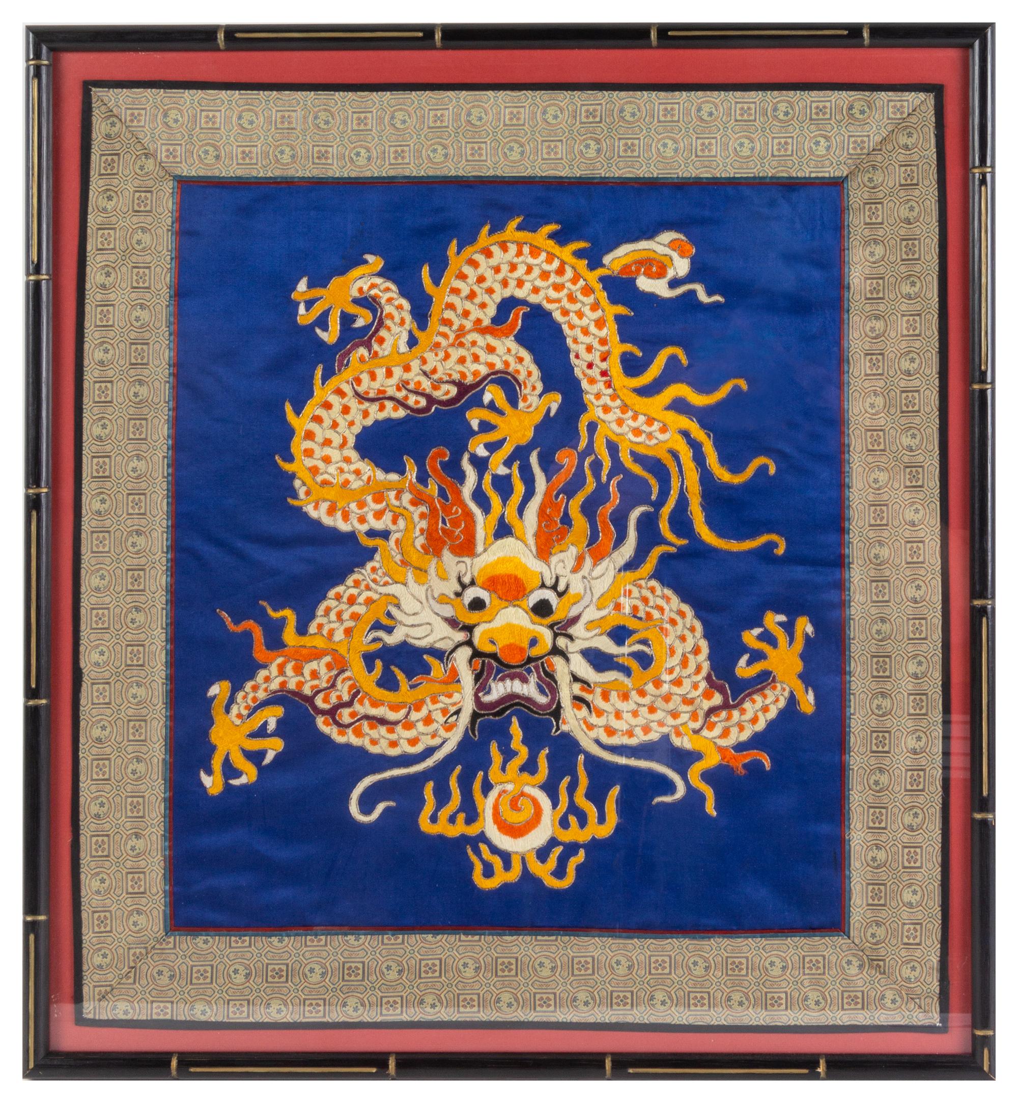 Four Embroidered Silk Panels