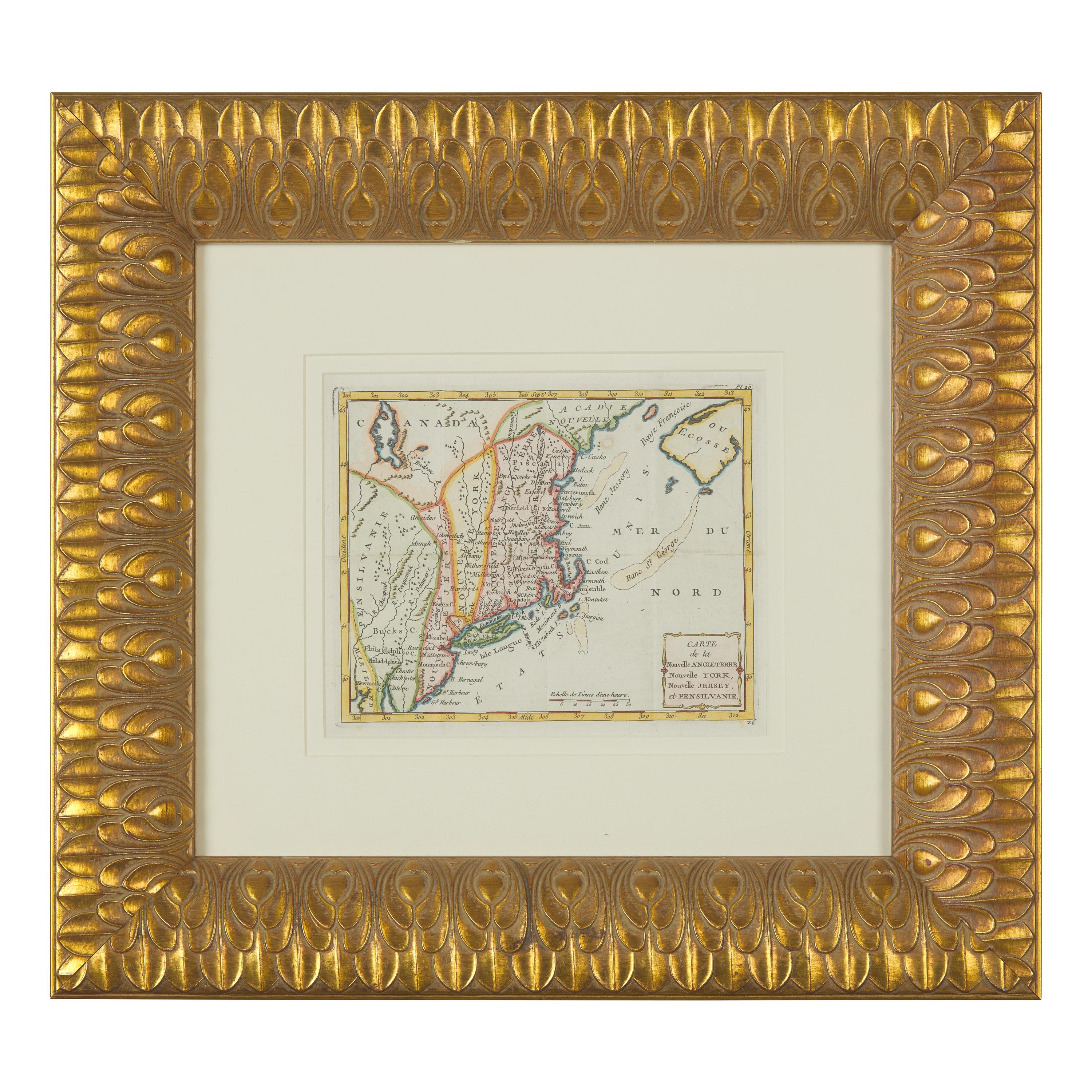 [Maps & Atlases] Porte, Joseph de la. Carte de la Nouvelle Angleterre, Nouvelle York, Nouvelle Jersey, et Pensilvanie