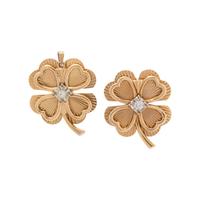 PAIR OF YELLOW GOLD AND DIAMOND CLOVER BOOCHES