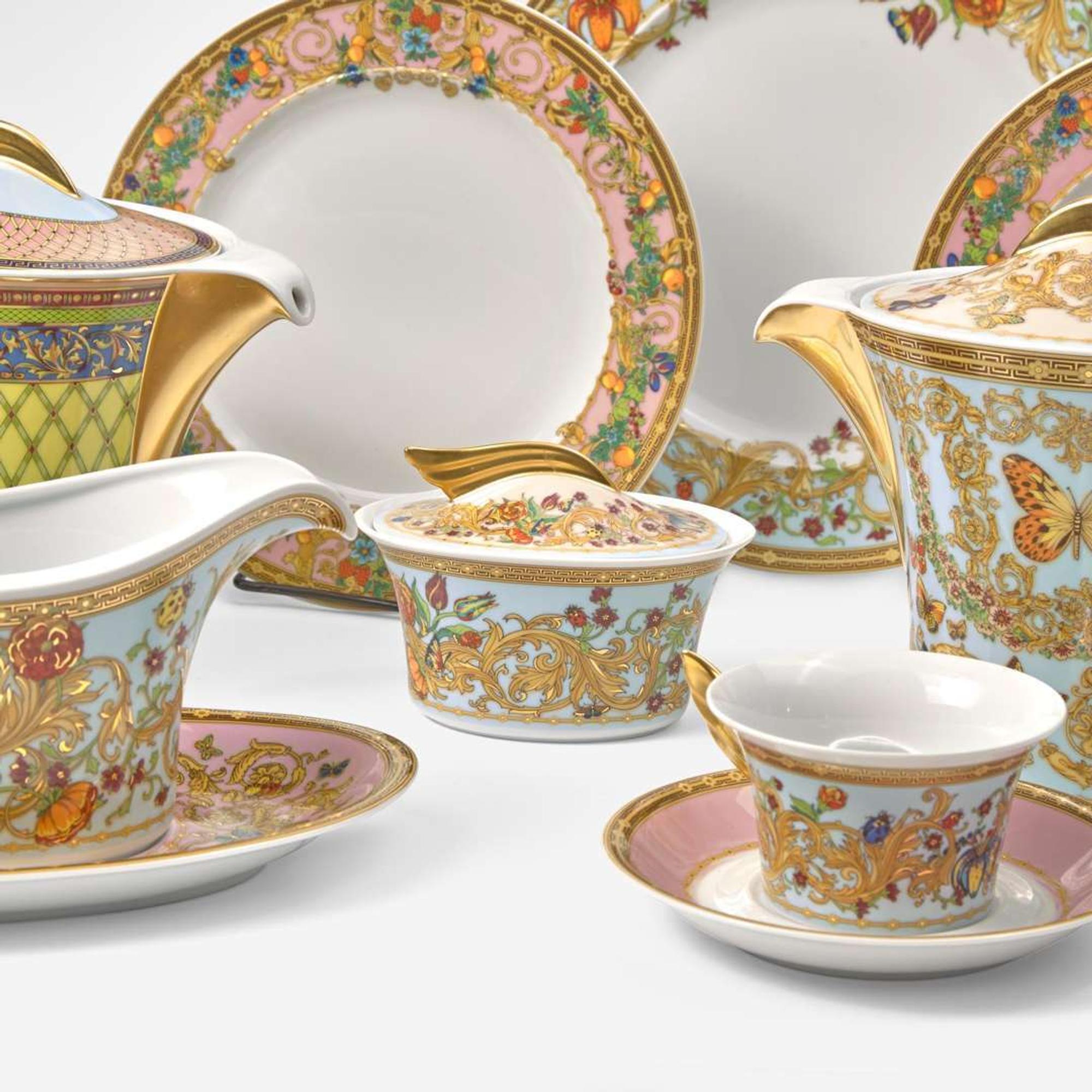 A porcelain dinner service for fifteen in "Ikarus - Le Jardin de Versace" pattern Versace for Rosenthal, Germany, Modern