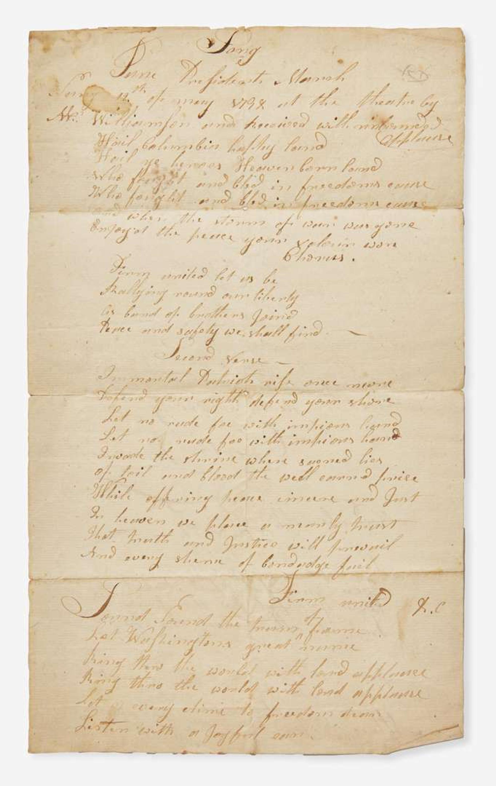 [Americana] [Hail Columbia] Manuscript Document