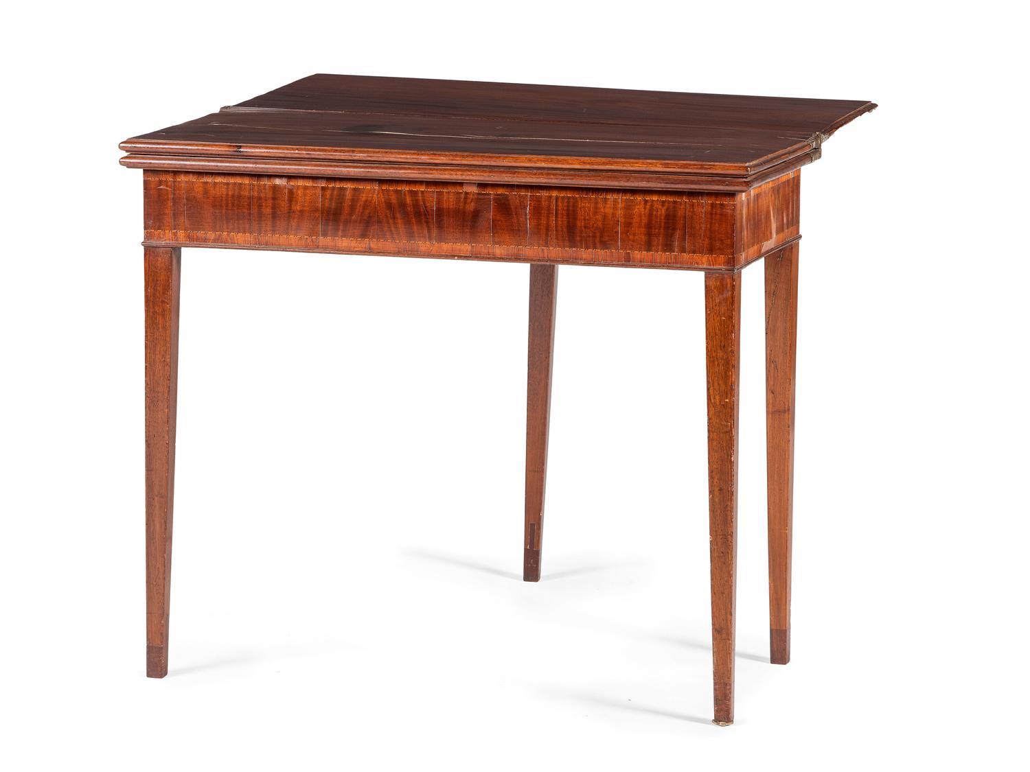 A Regency Figured Mahogany Game and Tea Table