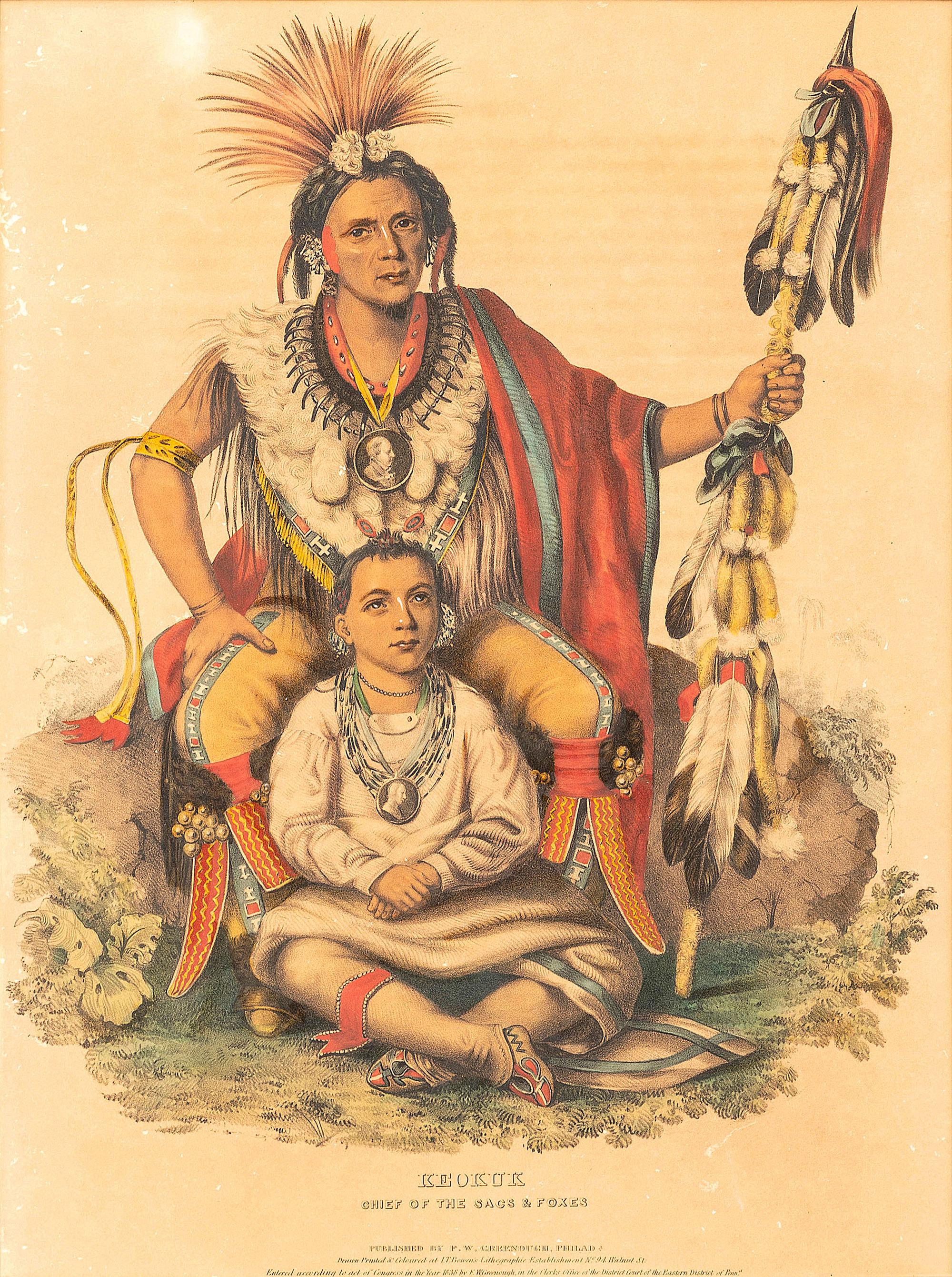Four Hand-Colored Lithographs by McKenney and Hall