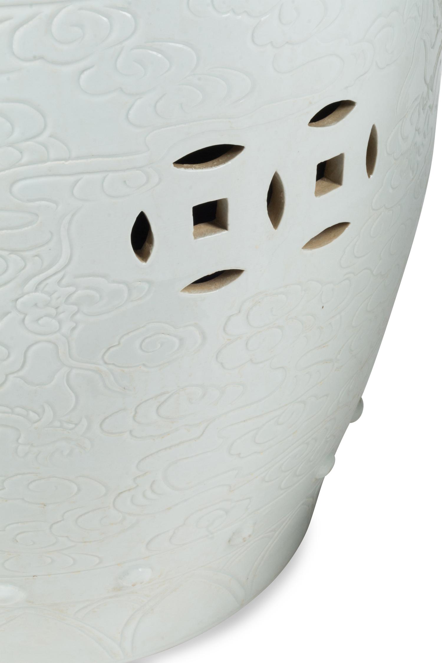 A Pair of Chinese 'Blanc de Chine' Garden Seats
