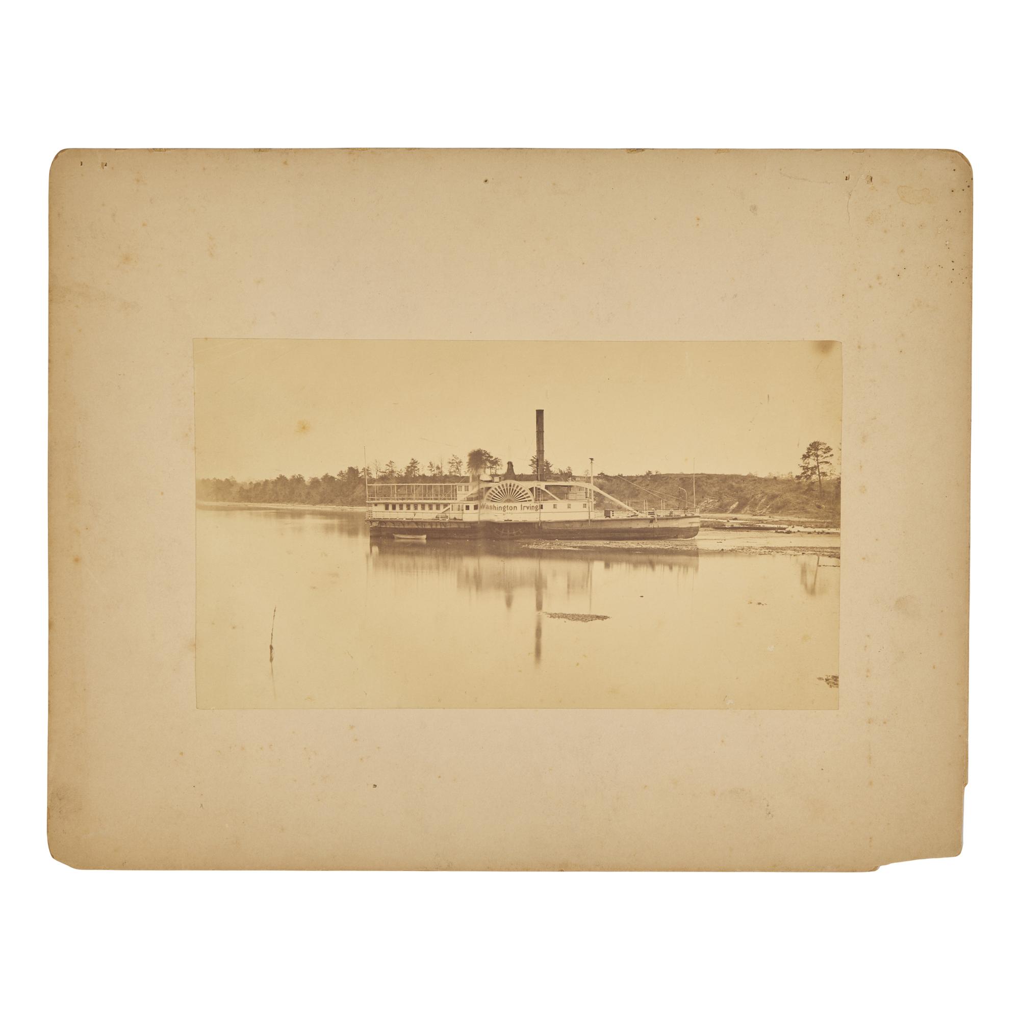 [Early Photography] Group of 39 photographs with Naval interest, including views of the Naval Academy and USS Massachusetts