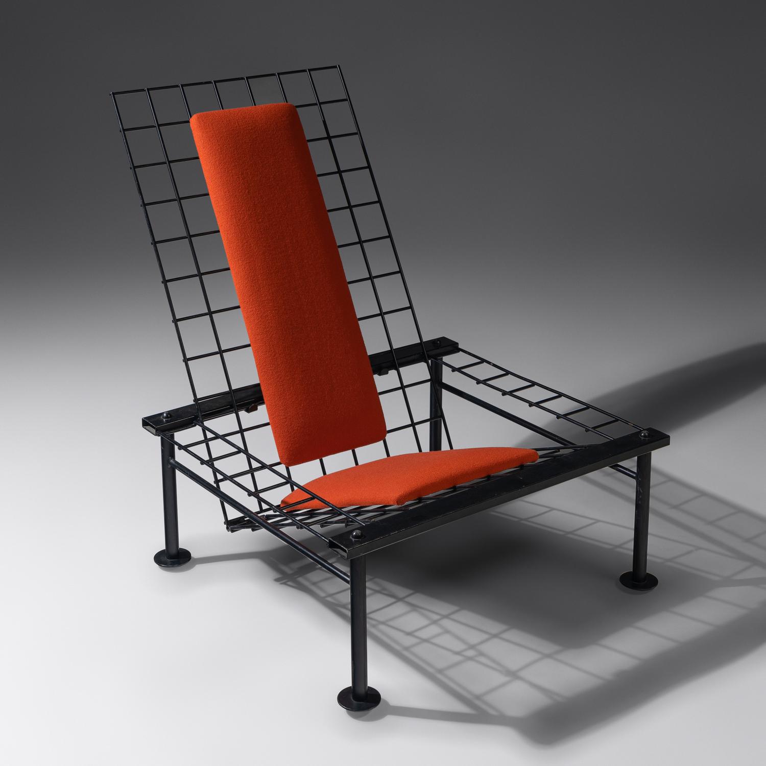 Pair of Postmodern Reclining Metal Wire Chairs, c. 1980 Les Amisco Industries, Canada