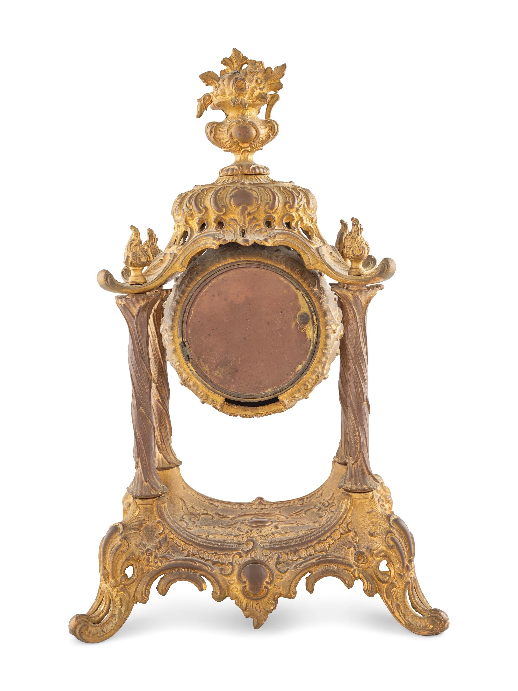 A Louis XV Style Gilt Metal Mantel Clock
