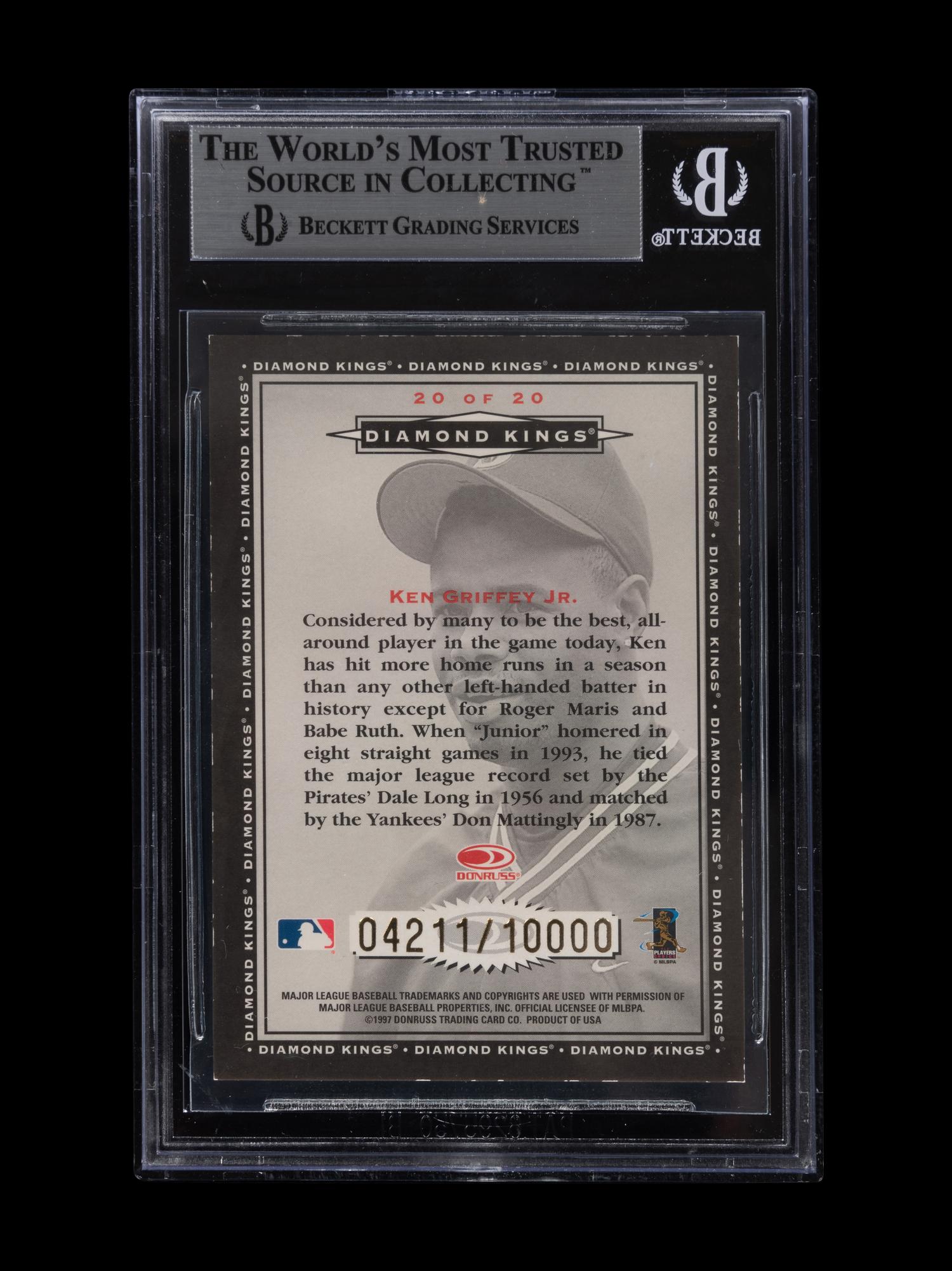 A 1998 Donruss Diamond Kings Ken Griffey Jr. Signed Autograph Baseball Card No. 20 (Beckett Authentication Services BAS Certified),