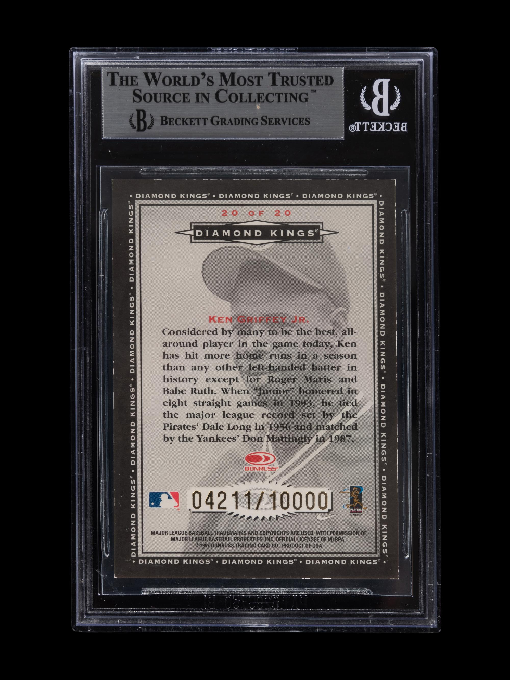 A 1998 Donruss Diamond Kings Ken Griffey Jr. Signed Autograph Baseball Card No. 20 (Beckett Authentication Services BAS Certified),