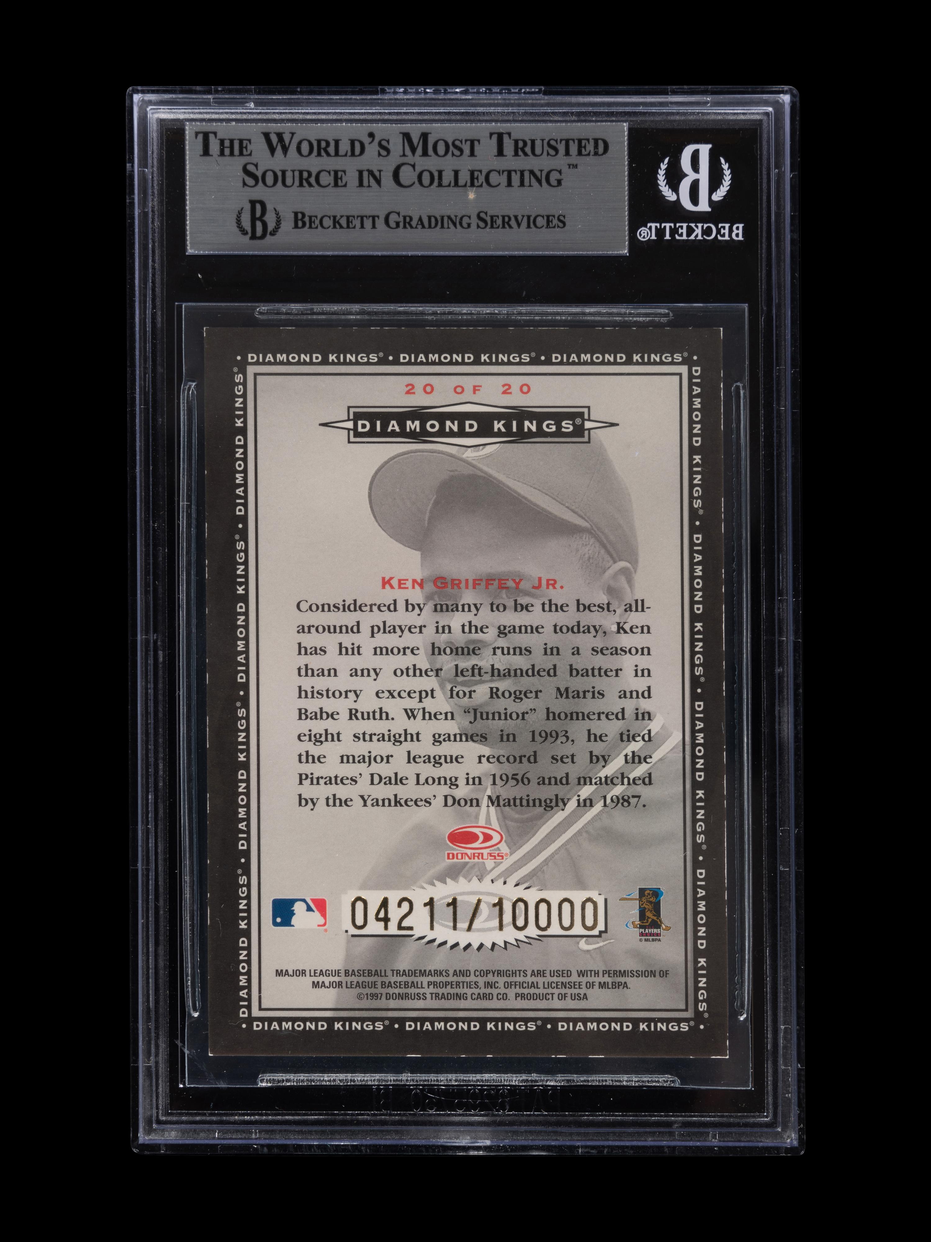 A 1998 Donruss Diamond Kings Ken Griffey Jr. Signed Autograph Baseball Card No. 20 (Beckett Authentication Services BAS Certified),