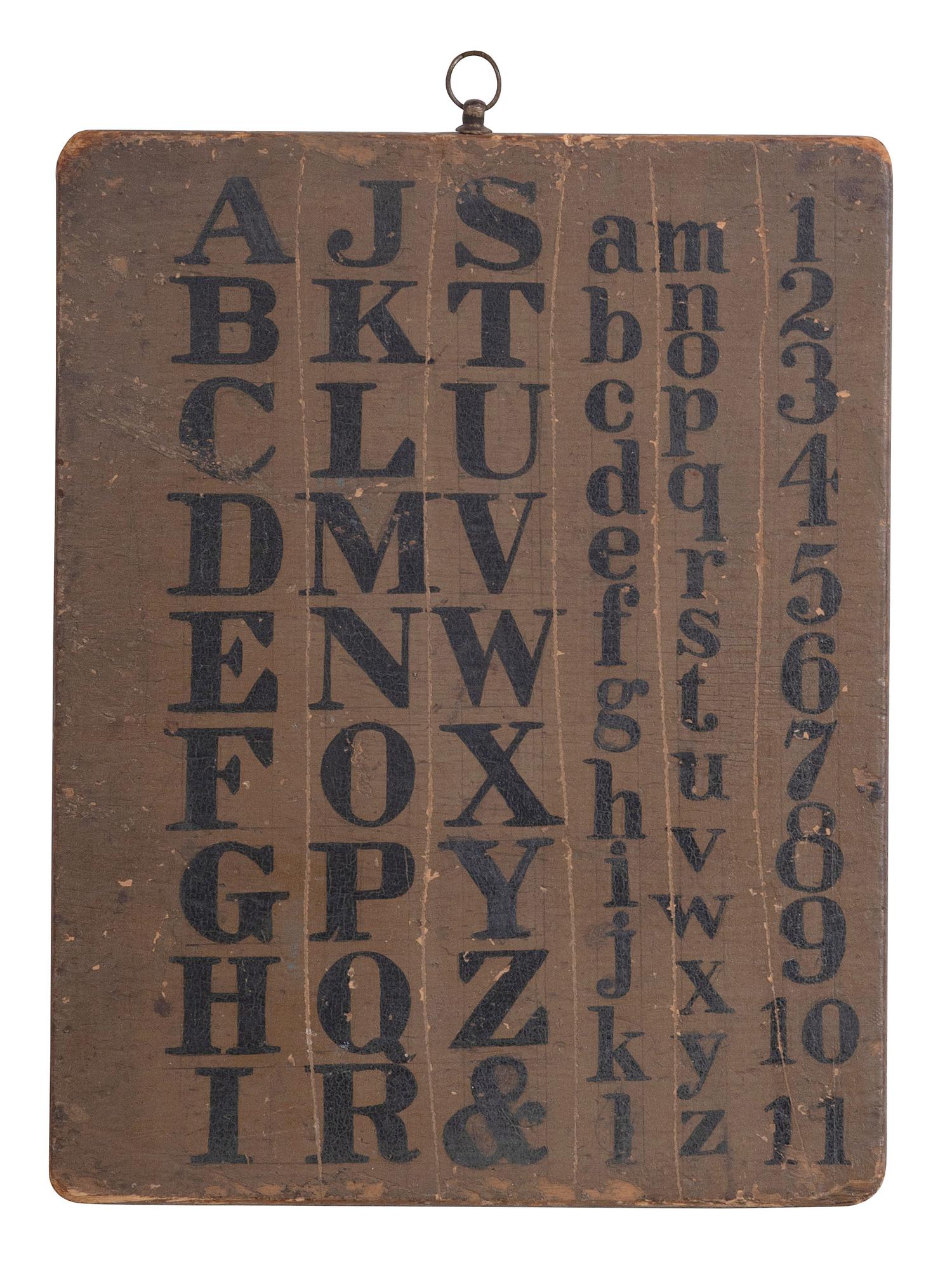 A Stenciled and Painted Pine Board Horn Book, 19th Century