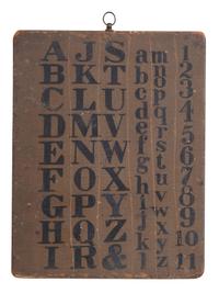 A Stenciled and Painted Pine Board Horn Book, 19th Century