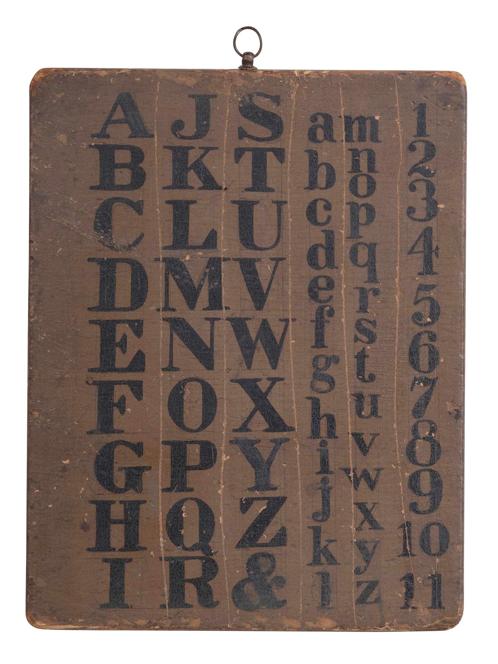 A Stenciled and Painted Pine Board Horn Book, 19th Century
