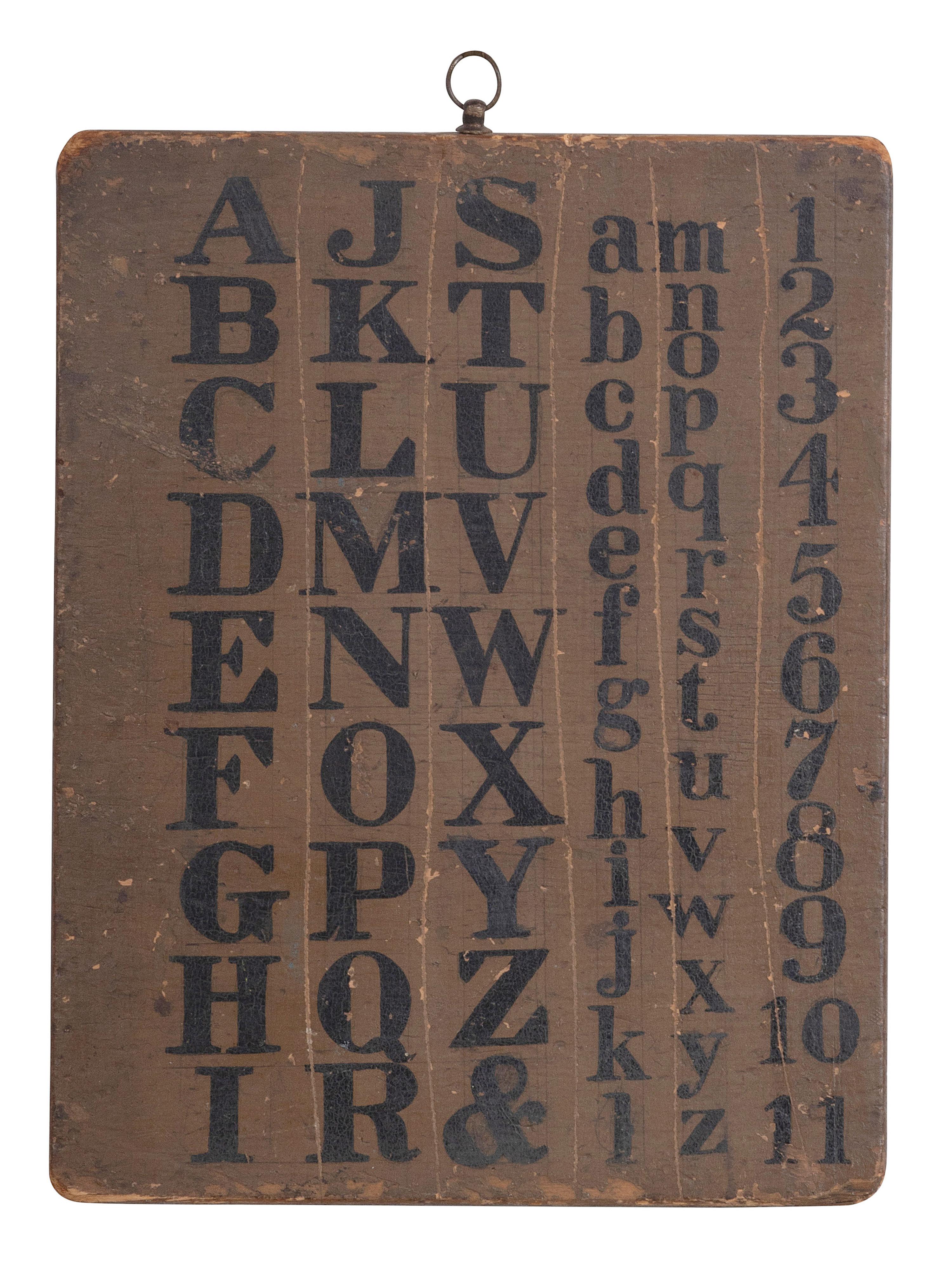 A Stenciled and Painted Pine Board Horn Book, 19th Century