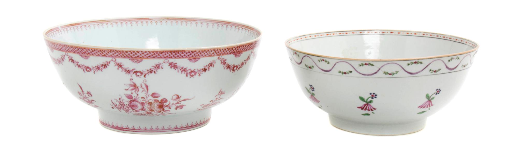 Two Chinese Export Porcelain Center Bowls Diameter of larger 10 1/8 inches. — 19TH CENTURY