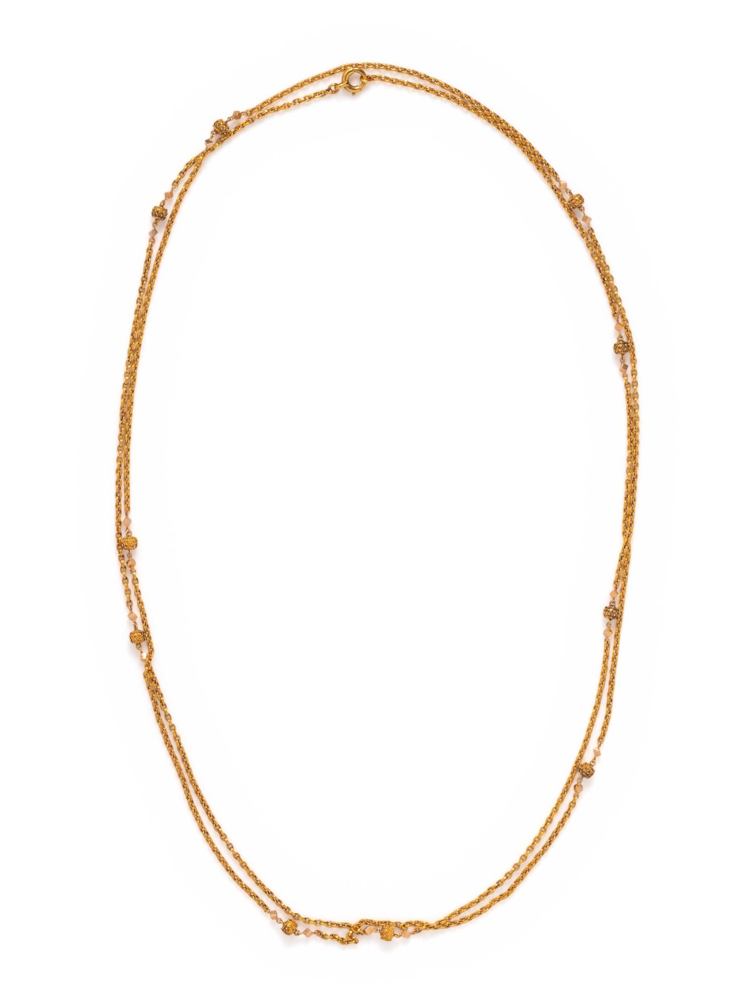 FRENCH, ANTIQUE, YELLOW GOLD LONGCHAIN NECKLACE