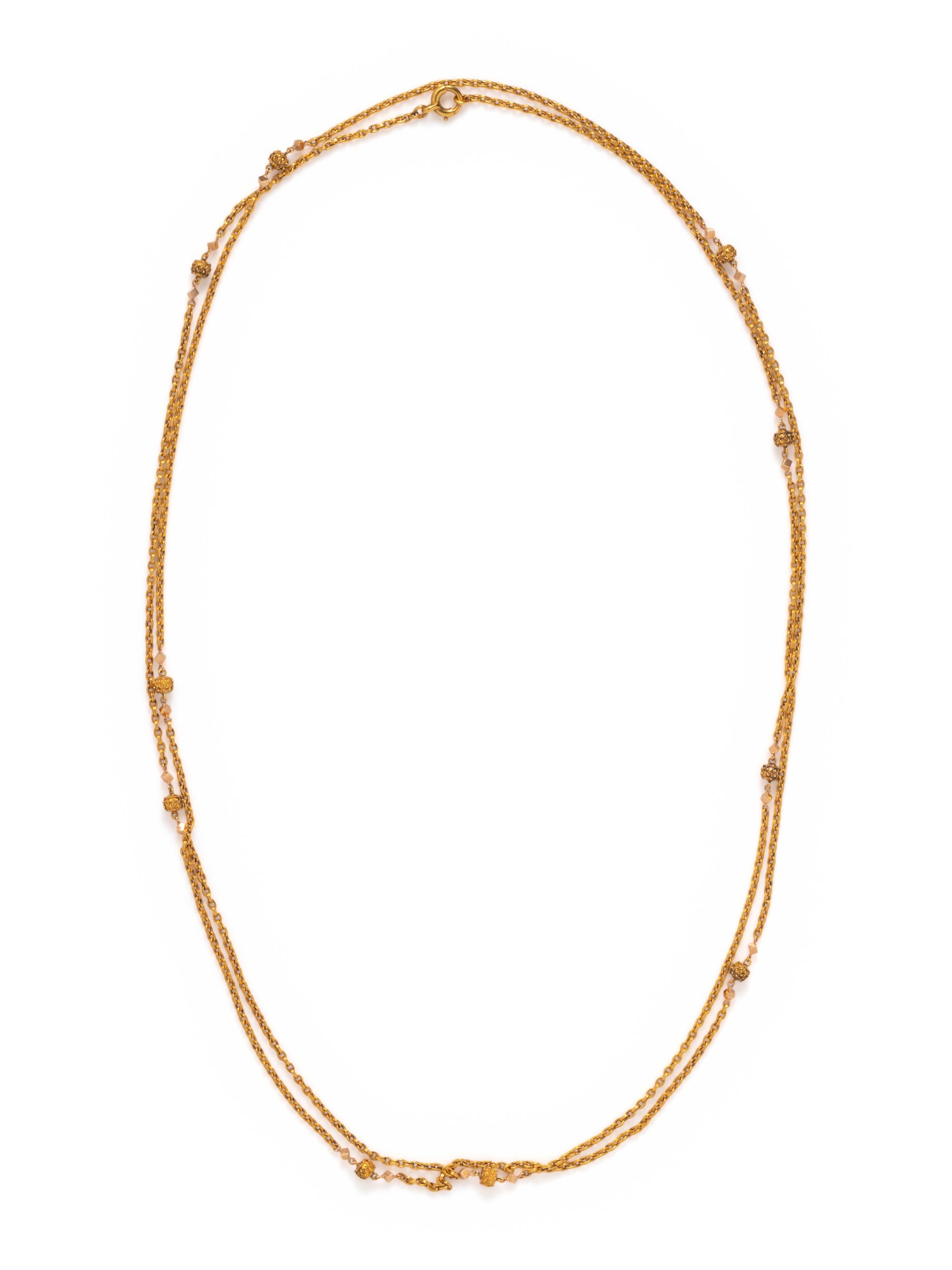 FRENCH, ANTIQUE, YELLOW GOLD LONGCHAIN NECKLACE