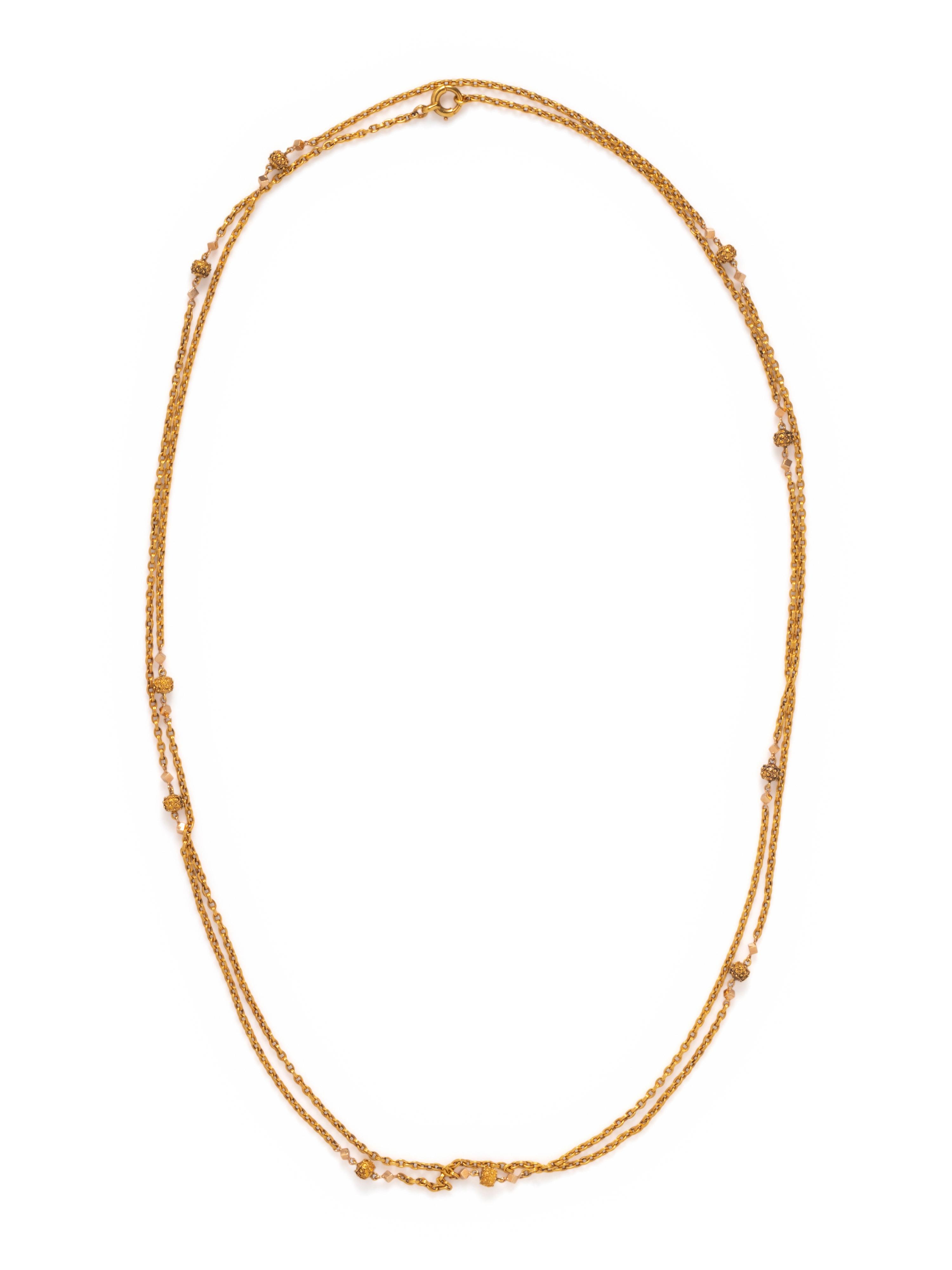 FRENCH, ANTIQUE, YELLOW GOLD LONGCHAIN NECKLACE
