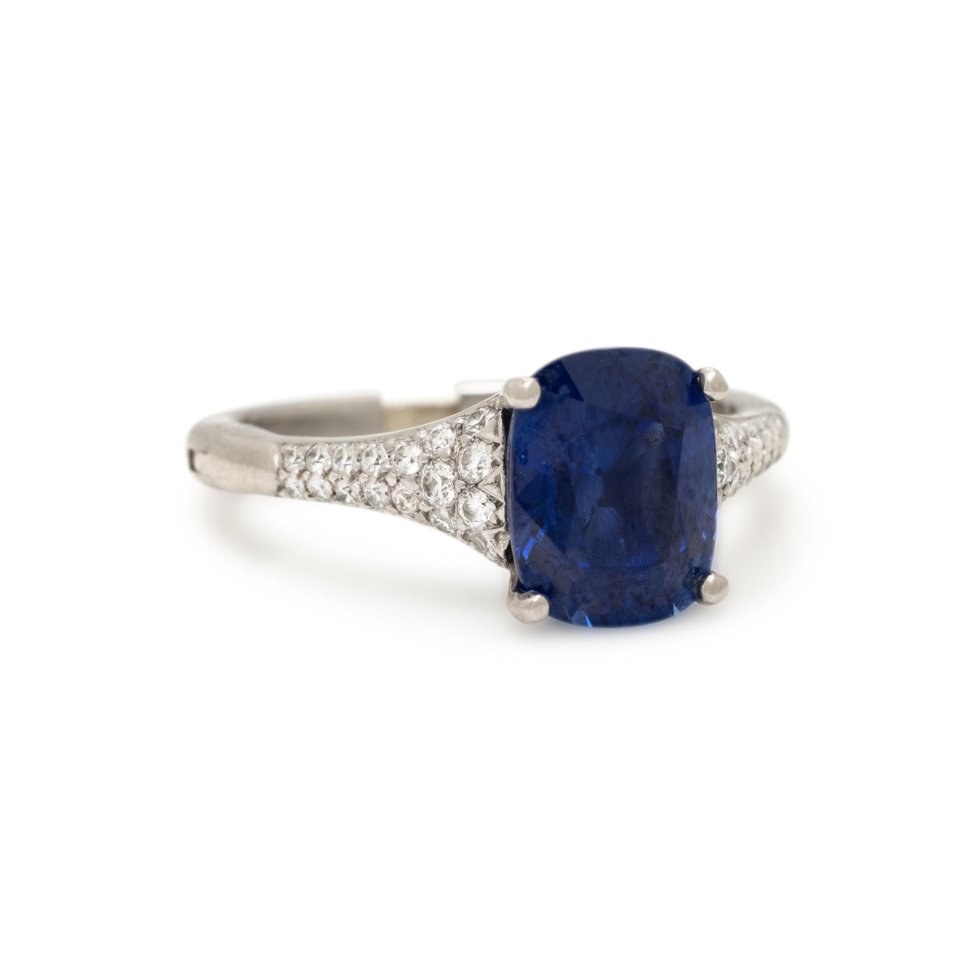 Ceylon Sapphire, Diamond, and Platinum Ring