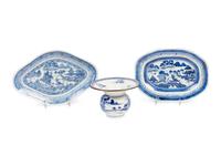 A Group of Canton Blue and White Porcelain Articles