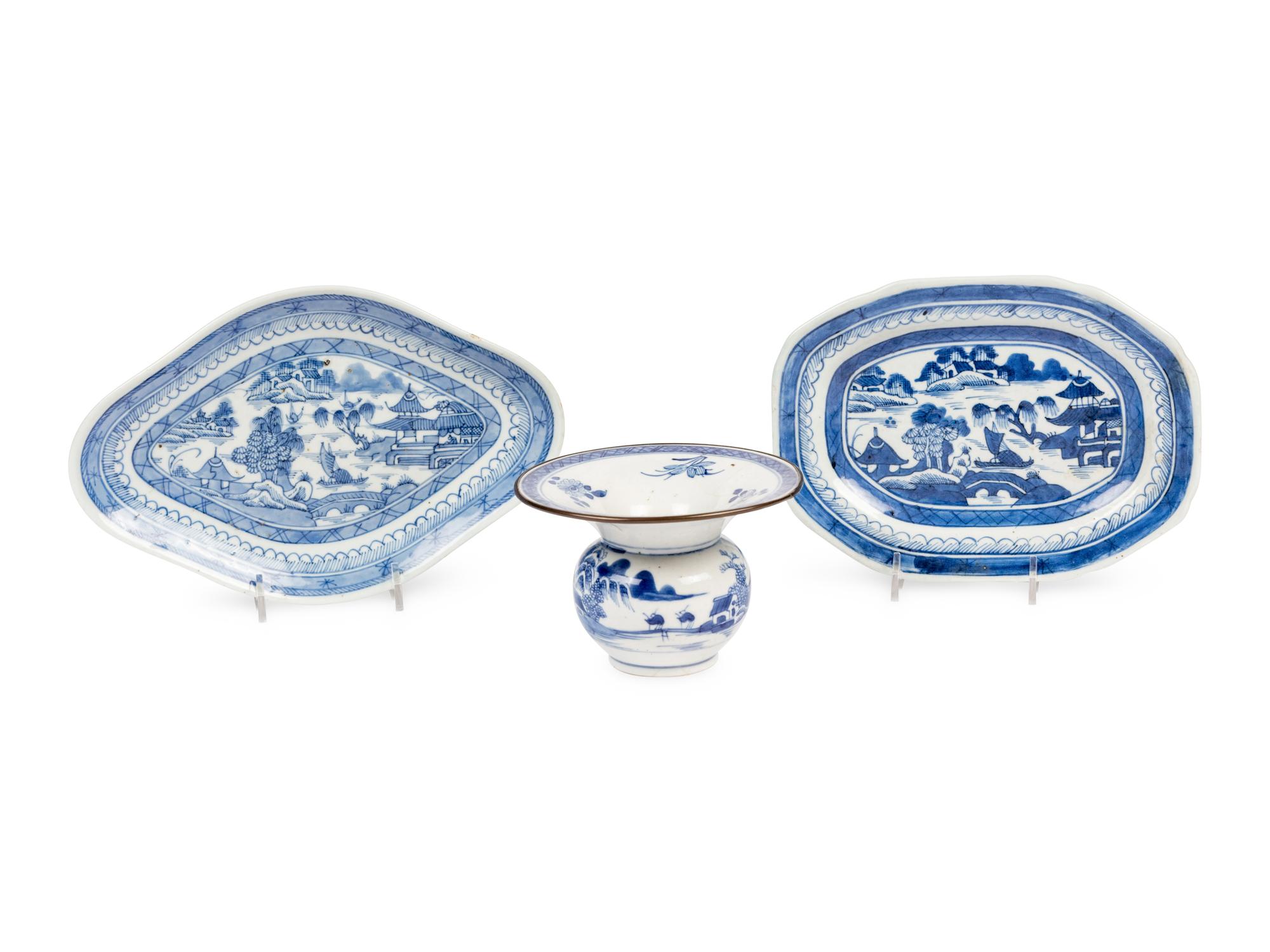 A Group of Canton Blue and White Porcelain Articles